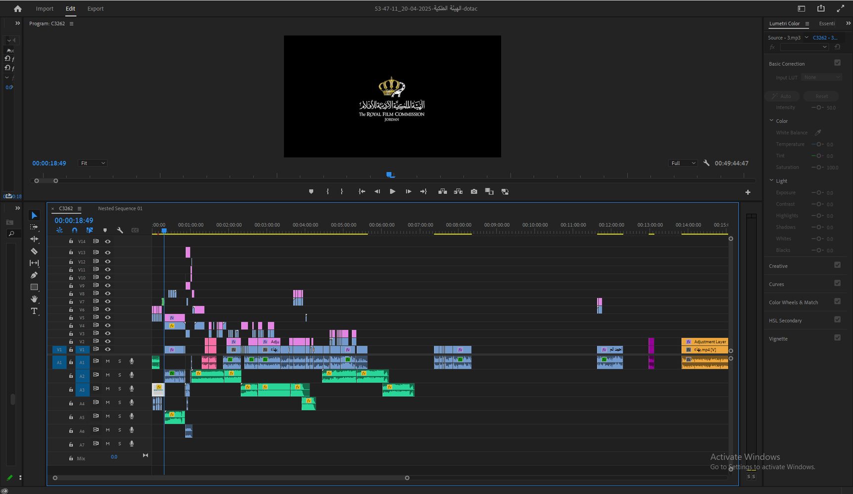 Cutting the episode in Premiere